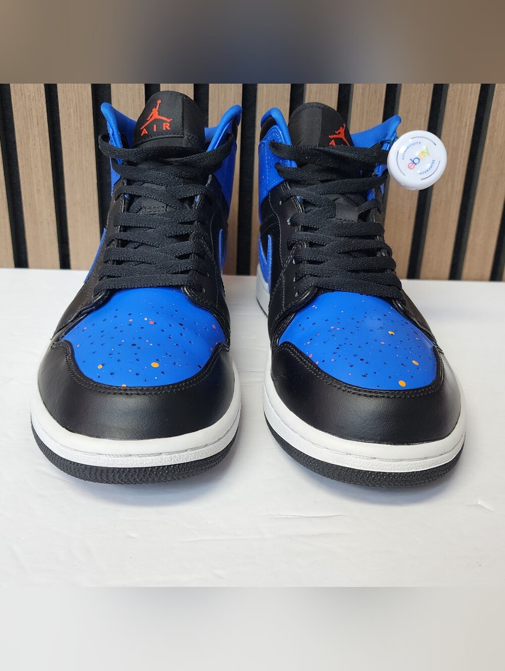 Nike Air Jordan 1 Retro Mid Royal Paint Splatter 554724-048 Mens Size 10.5 - Picture 6 of 14